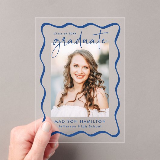 Modern Wavy Lijst Acryl Afstuderen Aankondiging (Insitu (Draagbaar))