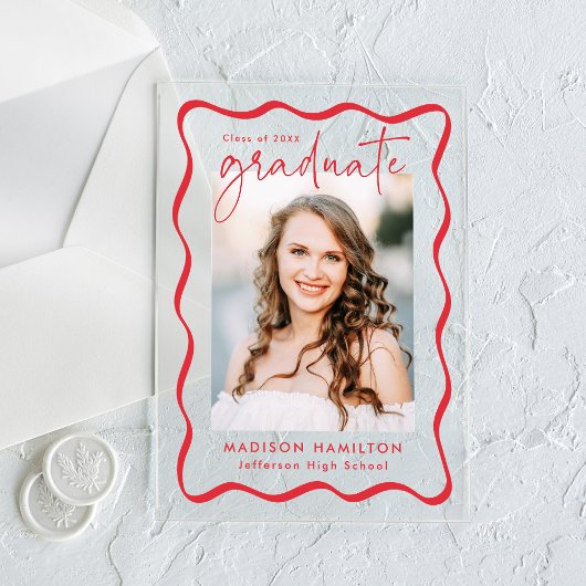 Modern Wavy Lijst Acryl Afstuderen Aankondiging