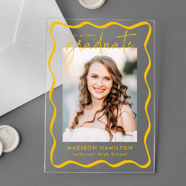 Modern Wavy Lijst Acryl Afstuderen Aankondiging