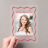 Modern Wavy Lijst Acryl Afstuderen Aankondiging (Insitu (Draagbaar))