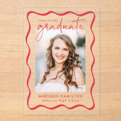 Modern Wavy Lijst Acryl Afstuderen Aankondiging (Voorkant)