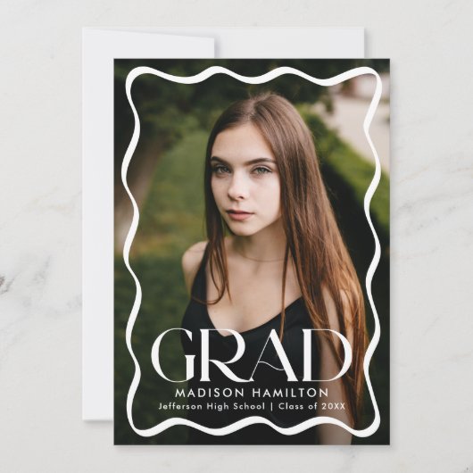 Modern Wavy Lijst Afstudeerder 2 Foto Afstuderen Aankondiging (Voorkant)