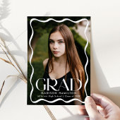 Modern Wavy Lijst Afstudeerder 2 Foto Afstuderen Aankondiging