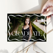 Modern Wavy Lijst Afstuderen 2 foto Afstuderen Aankondiging