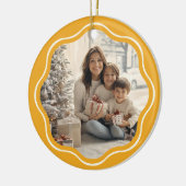 Modern Wavy Lijst Familie Foto Retro Geel Keramisch Ornament (Links)