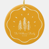 Modern Wavy Lijst Familie Foto Retro Geel Keramisch Ornament (Achterkant)