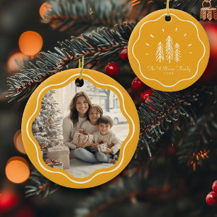Modern Wavy Lijst Familie Foto Retro Geel Keramisch Ornament