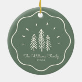 Modern Wavy Lijst Familiefoto Sage Green Keramisch Ornament (Achterkant)