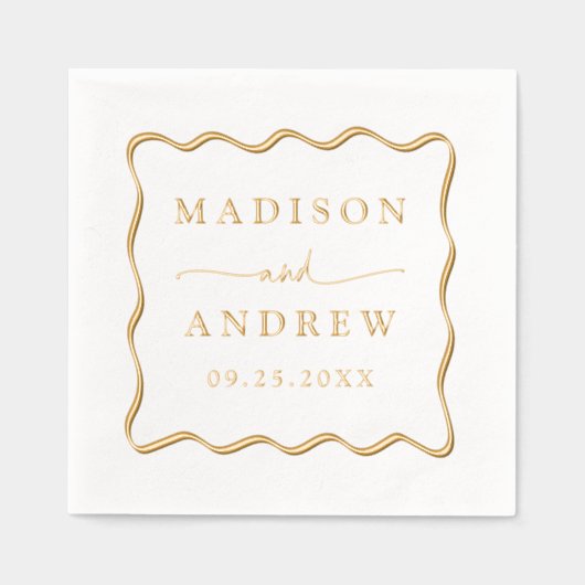 Modern Wavy Lijst gepersonaliseerde bruiloft Folie Servetten (Voorkant)