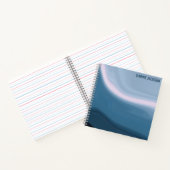 Modern Wavy Ocean Blue Waterverf Monogram Notitieboek (Binnen)