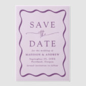 Modern Wavy Paarse Lijst bruiloft Save the Date Vellum Uitnodigingen (Voorkant)