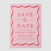 Modern Wavy Red Lijst Wedding Save the Date Vellum Uitnodigingen (Voorkant)