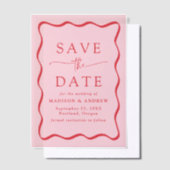 Modern Wavy Red Lijst Wedding Save the Date Vellum Uitnodigingen (Offset)