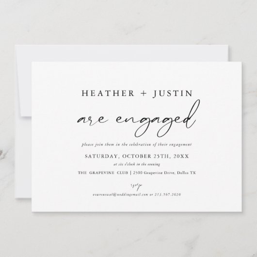 Modern We Are Engaged Verloving Feest Save The Date (Voorkant)