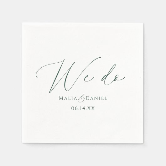 Modern We Do Couples Names Script Wedding Servet (Voorkant)