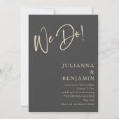 Modern We Do Elegant Charcoal Black Beige Wedding Kaart (Voorkant)