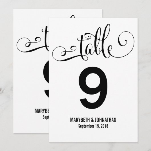 Modern We Do Script Huwelijk Tafel Nummerkaart Kaart (Voorkant / Achterkant)