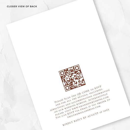Modern We doen bruine tekst QR-code foto bruiloft Kaart