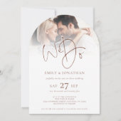 Modern We doen bruine tekst QR foto bruiloft boog Kaart (Voorkant)