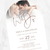 Modern We doen bruine tekst QR foto bruiloft boog Kaart