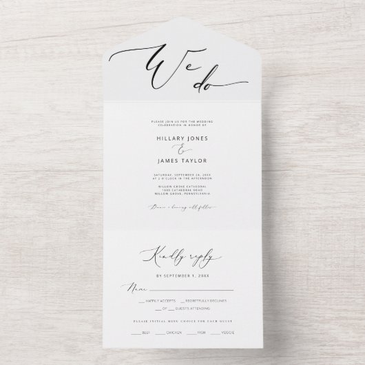 Modern we doen een kalligrafie-bruiloft all in one uitnodiging (Binnen)