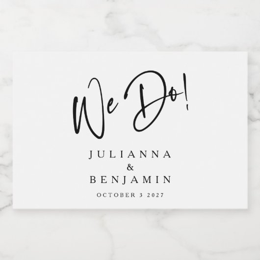 Modern we doen elegant bruiloft wit sparkling wijnetiket (Enkel label)