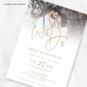 Modern We doen gouden tekst QR-code foto bruiloft Kaart