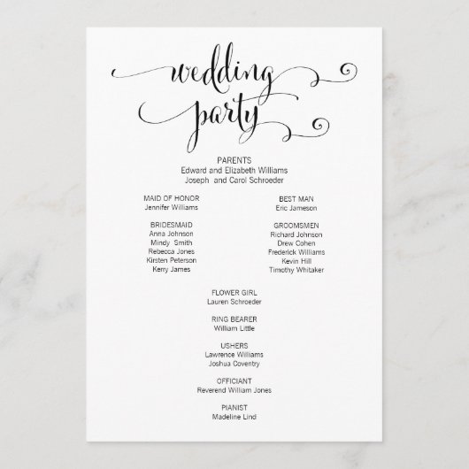 Modern we doen het programma voor het bruiloft van programmakaart (Achterkant)