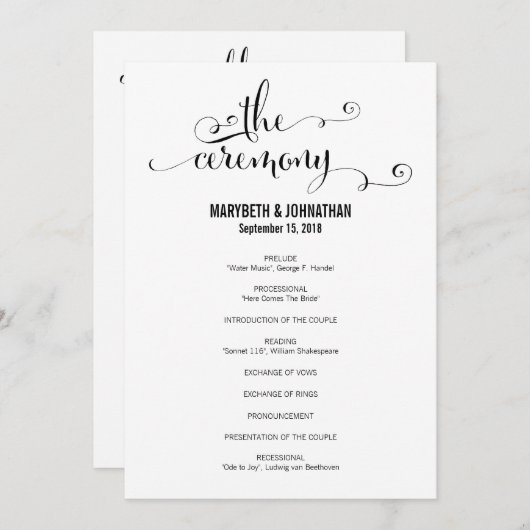 Modern we doen het programma voor het bruiloft van programmakaart (Voorkant / Achterkant)