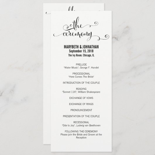 Modern we doen het programma voor het bruiloft van programmakaart (Voorkant / Achterkant)