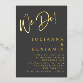 Modern we doen legant Script Weddenschap Black Gol Folie Uitnodiging