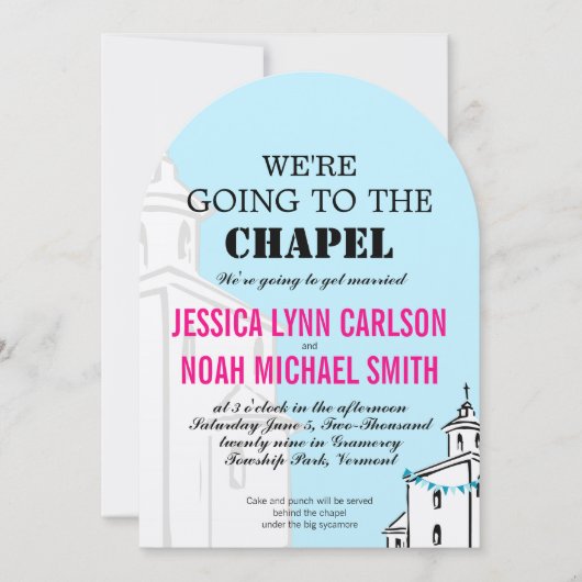 Modern We gaan naar de Chapel Wedding Kaart (Voorkant)