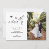 Modern We Getrouwd Verrassing Bruiloft Fotokaart Kaart (Voorkant)