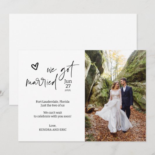 Modern We Getrouwd Verrassing Bruiloft Fotokaart Kaart (Voorkant / Achterkant)