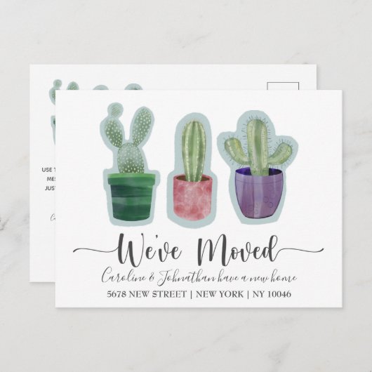 Modern we hebben Cactus Announcement verplaatst Aankondigingskaart (Voorkant / Achterkant)