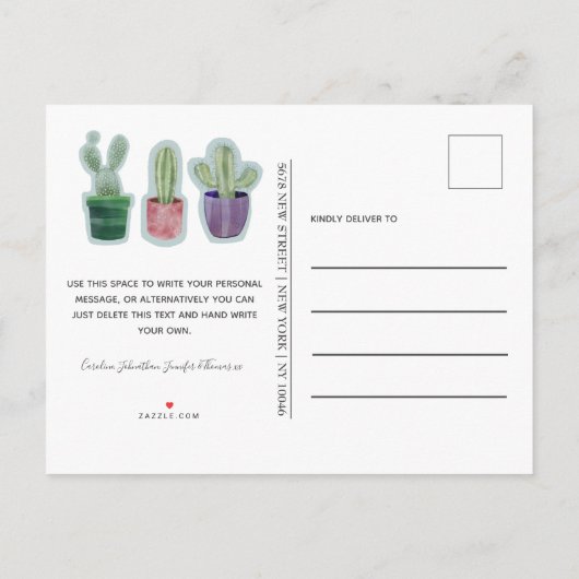 Modern we hebben Cactus Announcement verplaatst Aankondigingskaart (Achterkant)