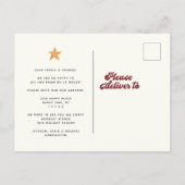 Modern we hebben de rode kerstboomauto verplaatst aankondigingskaart (Achterkant)