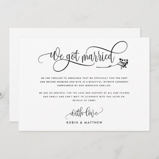 Modern we hebben een huwelijksweddenschap/aankondi kaart (Voorkant / Achterkant)