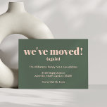 Modern we hebben een nieuw startpunt gemaakt, roze aankondiging<br><div class="desc">Modern We hebben nieuwe Home Moving Aankondiging verplaatst in Forest Green en Peach</div>