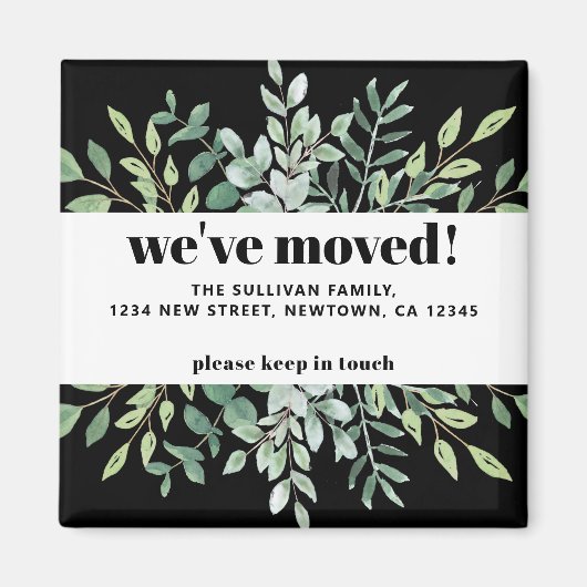 Modern we hebben Eucalyptus Greenery Black verplaa Magneet (Voorkant)