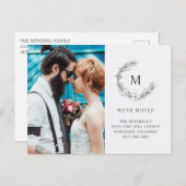 Modern we hebben foto botanisch monogram verplaats aankondigingskaart (Voorkant / Achterkant)