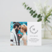 Modern we hebben foto botanisch monogram verplaats aankondigingskaart (Staand voorkant)