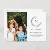 Modern we hebben foto botanisch monogram verplaats aankondigingskaart (Voorkant / Achterkant)