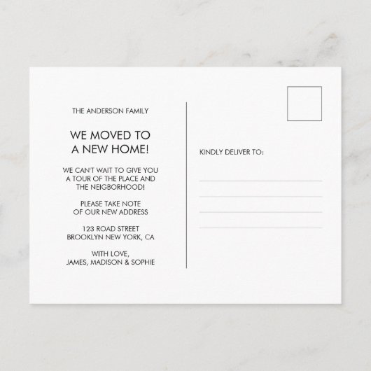 Modern We hebben Foto New Home verplaatst Aankondigingskaart (Achterkant)
