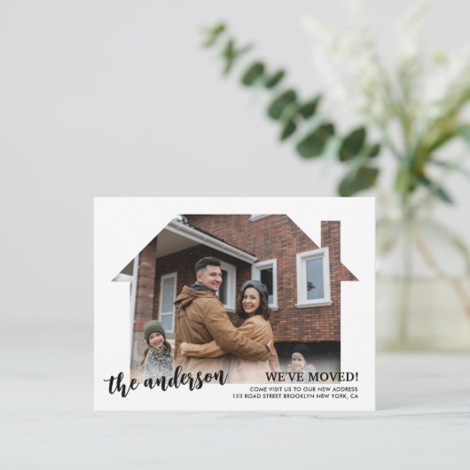 Modern We hebben Foto New Home verplaatst Aankondigingskaart (Staand voorkant)
