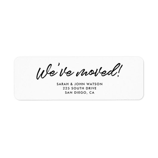 Modern We hebben het retouradres verplaatst Etiket (Voorkant)