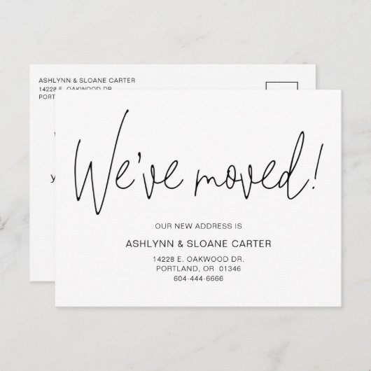 Modern We hebben New Home Black verplaatst Aankondigingskaart (Voorkant / Achterkant)