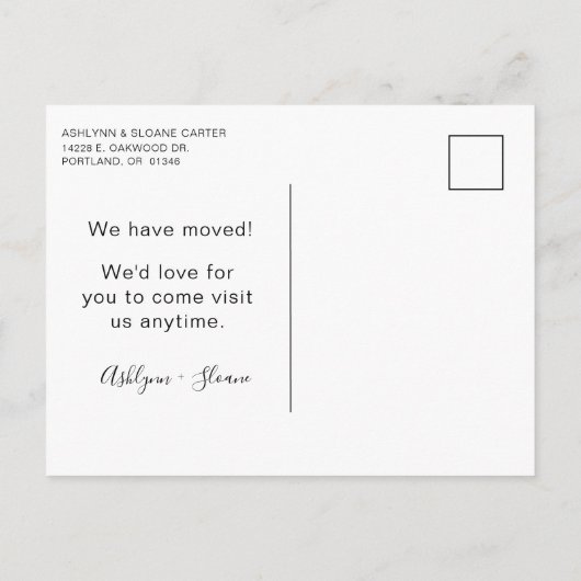 Modern We hebben New Home Black verplaatst Aankondigingskaart (Achterkant)