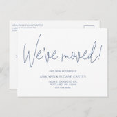 Modern we hebben New Home Dusty Blue verplaatst Aankondigingskaart (Voorkant / Achterkant)