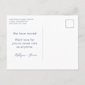 Modern we hebben New Home Dusty Blue verplaatst Aankondigingskaart (Achterkant)